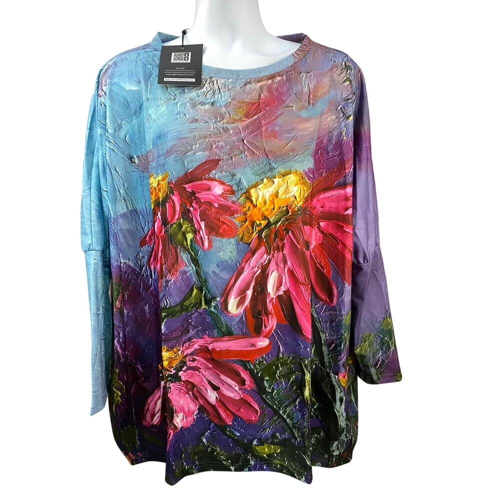Just fashion now long sleeve shirt size XL floral with pockets